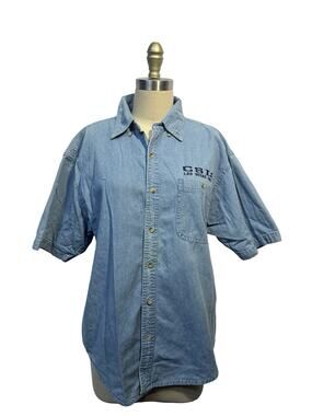 Vintage Denim Short Sleeve Embroidered CSI: LAS VEGAS UNIT Denim Shirt Sz M
